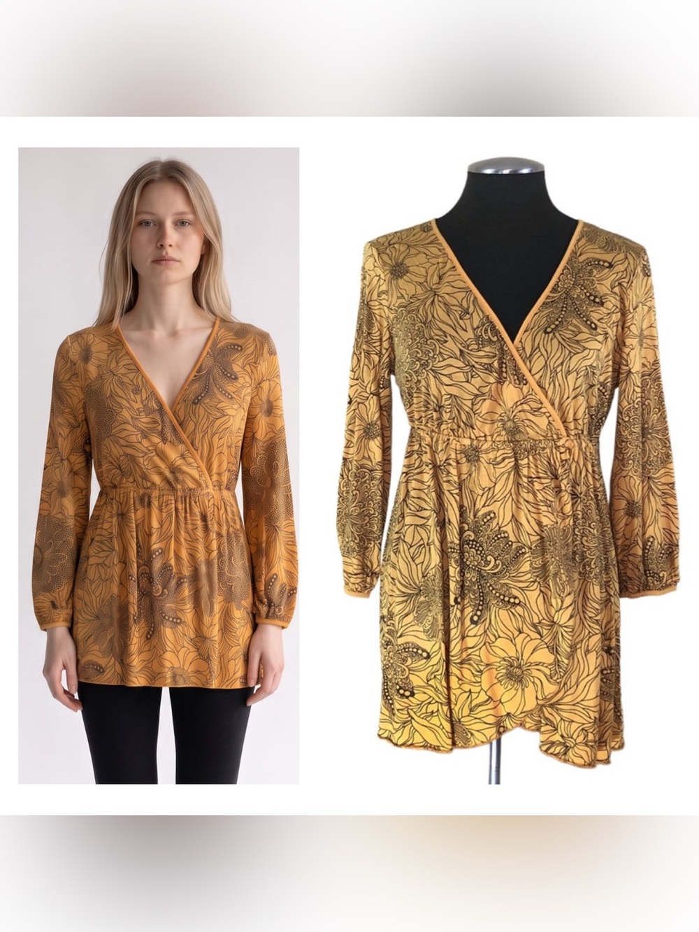 🆕 Ella Moss - Floral Print Pima Cotton V-Neck Tunic - Medium